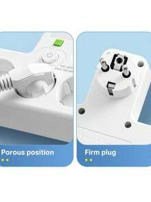 EU Standard Power Socket With 4 AC Outlets & Independent Night Light Switch, Compatible With 110V/250V, Suitable For Daily Life, Home, Office, Travel And Other Scenarios