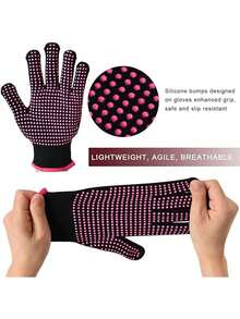 1 Par de Luvas de Contas Dupla Face - Luvas Antiderrapantes de Silicone com Contas de PVC Profissional de Dupla Face para Enrolar e Alisar o Cabelo, Tecido de Malha Durável com Silicone para Multifunção - Multicolorido - Visão 4
