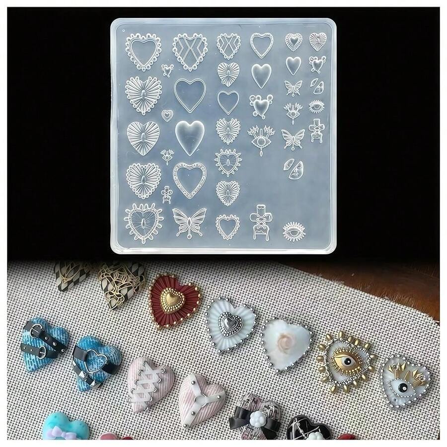 3D Love Pattern Gel Nail Art Mold Arts Resin Butterfly Molds For Accessories Supplies Baroque Silicone Tools Retro Nails Style - ZYXP055 - 查看 1