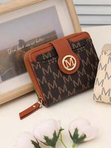 New Litchi Texture Letter Wallet Multi-Card Slots Short Style Small Women Bag Thick Korean Fashion Compact Vintage Coin Purse For Women Money Wallet Mini Wallet Purse Wallet Small Wallet Cute Wallet Card Wallet Coin Wallet - Coffee - 查看 5