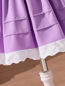 Đầm công chúa trắng thanh lịch cho bé gái, trang trí nơ, thiết kế tay phồng, thích hợp cho tiệc sinh nhật, các sự kiện ngày lễ, chụp ảnh, phù hợp với bé gái từ 4-7 tuổi, mùa xuân/hè. - Màu tím - Xem 6
