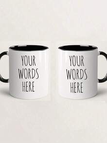 1pc Customized Mug, Coffee Cup, Personalized Mug With Customizable Name Or Text, White Ceramic Mug, Personalized Coffee Cup With Customizable Letters And Name - Customized Design - Multicolor - View 21