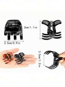 6pcs Women's Small 2.5cm Hair Claw, Suitable For Bun Hairstyles, Bangs Design, Strong Grip Multi-Function Clips Hair Jaw Clip Hair Clamps Hair Clutch Hair Catcher Clip, Claw Clip Fall Winter Hair Clip Hair Accessories For Women For Vacation Outfits Woman - Black+Brown - View 3