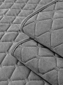 1件几何纹理纯色天鹅绒绗缝沙发垫，简约风格，防滑柔软，多功能防污防尘，节日装饰沙发垫，靠背套，扶手套，四季皆宜 - 灰色 - 查看 8