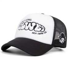 Una niña con un rostro lloroso, una gorra de béisbol bordada con esponja, una gorra de béisbol de malla para exteriores para hombres y mujeres para uso casual 4ES6 - Negro - Ver 2
