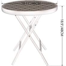 Folding Side Table, Foldable Coffee Table, Outdoor Garden Table, Small Round Patio Table - Black Grid - Black Grid - View 5