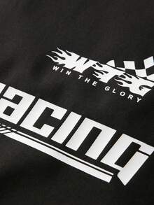 Men's Racing Graphic Hooded Jacket | Spring/Summer Streetwear Windbreaker - Black - View 5