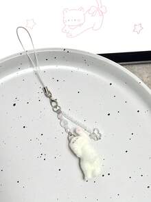 1pc Cute Cat Chasing Butterfly Cat Paw Phone Lanyard, Keychain, Bag Charm, Girly