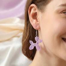 6 Pairs/Set Balloon Dog Shaped Resin Candy Color Earrings, Cute Cartoon Party Daily Birthday Circus Style Fashion Jewelry For Women, Suitable For All Seasons - 6 Pairs/set - View 9