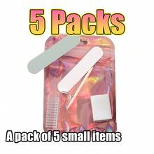 1/5/10/20 Packs (5 Pcs/Pack) Manicure & Pedicure Set, Mini Nail File And Orange Wood Stick Set, Double-Sided Nail File, Wooden Cuticle Pusher, Nail Cleaning Tools, Nail Sticks, Suitable For Professional And Home Nail Care, Nail Care Essentials | Professional Nail Kit | Nail Care Tools, Manicure Technician DIY Nail Care Supplies - Pink - View 10