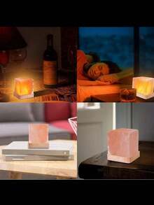1个USB充电式喜马拉雅盐灯 - 天然水晶盐灯，温暖琥珀色光芒，家居装饰 - 彩色 - 查看 4