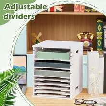 Juexica Organizador de Papel para Álbum de Recortes de 12 Niveles de 8.5" x 11", Organizador de Archivos de Cartulina Blanca con Estantes Ajustables, Bandejas de Papel Apilables, Estante de - Blanco - Ver 6