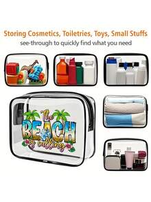 New Summer Waterproof PVC Toiletry Bag, Travel Organizer Pouch - PVC Transparent Toiletry Bag, Travel Essential, Zipper Portable Travel Toiletry Bag, Large Capacity, Chain Travel Toiletry Bag - Multicolor - View 7