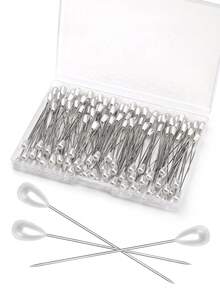 150/250/350Pcs Corsage Pins, Boutonniere Pins, Long Teardrop Pearl Head Pins, White Straight Head For DIY Decoration, Wedding, Jewelry Flower Decoration - White - View 3