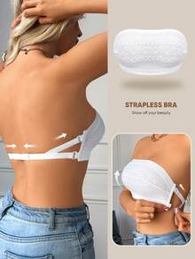 MEIYATING Áo ngực quây ren gợi cảm dành cho nữ, thoáng khí, nhẹ, không lưng, phù hợp với nhiều trang phục mùa hè. - trắng - Xem 6