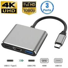 11 In 1 Usb Hub USB C To HDMI-Compatible Splitter HUB Type-C To HDMI-Compatible USB3.0 Docking Station For Macbook Air Converter - 3in1 Grey - View 6