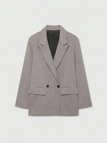 Women's Loose Fit Houndstooth Print Lapel Long Sleeve Blazer - Multicolor - View 1