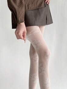 1双时尚复古女士连裤袜春夏薄款玫瑰提花丝袜性感成熟蕾丝丝袜日常纯情女士基础连裤袜 - 彩色 - 查看 8