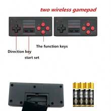 Consola de juegos retro, mini consola de videojuegos portátil clásica incorporada 620+ juegos de edición clásica, salida AV y controladores de juegos duales - Negro - Ver 8