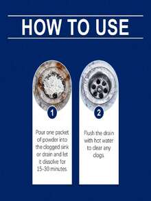 jakehoe 管道疏通粉，可溶解厨房水槽、浴室管道和排水管中的油脂和食物残渣，快速恢复水流顺畅。 - 粉狀 - 查看 8