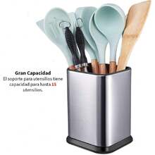 U Chef Soporte de Utensilios de Cocina de Acero Inoxidable para Encimera, Organizador de Utensilios, Espátula, Antideslizante, Moderno y Rectangular Tamaño Grande,40071407 - Multicolor - Ver 2