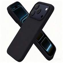ForiPhone17/16/15/14/13/12/11 Models - Liquid Silicone Case - Ultra-Thin & Soft & Screen/Camera Protection & Shockproof & Smooth Touch & Scratch-Resistant & Microfiber Lining - 黑色[塑膠硬殼] - 查看 1