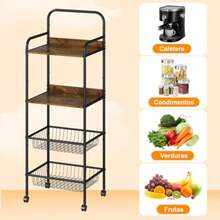 CYPNFruteros de Cocina Modernos 4 Niveles con Estante Superior Carrito Organizador de Almacenamiento Estante para Cocina Organizador de Frutas y Verduras Metal Frutero con Cajones y RuedasFashion - 219617114 - Ver 6