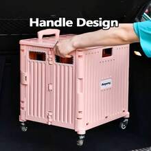 Yoidesu Carro Utilitario Plegable conTelescópico, Gran Capacidad de Carga, Diseño Plegable Conveniente, Rueda Giratoria, Uso Versátil para Compras, Comestibles y Entrega de Paquetes ()(Rosa) - Multicolor - Ver 7