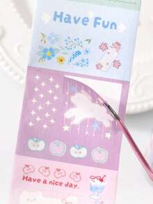 1 Roll Cute Cartoon Patterned Washi Tape, Decorative Masking Tape For Scrapbooking, DIY Crafts, Bullet Journaling, Stationery Supplies