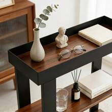 Narrow Side Table, 3 - Tier Side Table, Rustic Farmhouse Narrow End Table With Storage, Slim Table Nightstand Small Spaces, Bedroom Or Living Room Rustic Brown - Rustic Brown - View 8