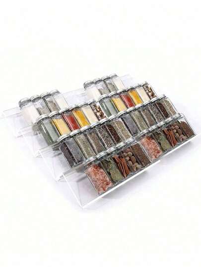 1/2/4pcs Spice Drawer Organizer Tray, Expandable, Acrylic Material, Organize Kitchen Drawers, Spice Jar Racks, Cabinets, Pantry, Countertops, Kitchen Accessories, Spice Jar Storage Organizer, Jars Not Included