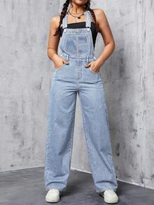 Women's Jeans, Y2K Style Overalls, Jumpsuits, Cargo Pants, Waist-Cinching And Hip-Lifting, Loose And Slimming, Suitable For All Seasons, Multiple Pockets And Simple Style Design, Perfect For Outdoor Wear, Cocktail Parties, Parties, Christmas, Nightclubs, Banquets, Film Festivals, Cinemas, Balls, Cocktail Parties, Bars, Weddings, Graduation Ceremonies, Homecoming, Birthday Parties, Rebellious Girls Festival-Themed Parties, Outdoor Outfits, Streetwear, Fashion Shows, Dates, Working Outside, Country-Style Women's Clothing, The Best Women For Going Out, Ladies' Vacation Clothing, Pantalón Jean Mujer,Women Clothes,Jeans Para Mujer,Pantalones De Mujer Jean,Ropa De Mujer,Tall Jeans Women,Y2k Clothes,Going Out Outfits,Holiday Outfits For Women,Vacation Outfits Women,Club Outfits For Women,New Years Outfit Women,Holiday Outfits For Women - Light Wash - View 2