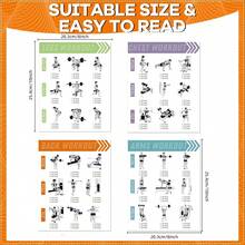 4pcs Strength Training And Muscle Building Fitness Posters, Frameless Design, 8x10 Inches, 2D Flat Pattern, Paper Material, For Leg, Chest, Back, Arm Workout Wall Art Decor, Home Gym, Fitness Posters, Exercise Posters, Suitable For Room Decoration - Multicolor - View 3