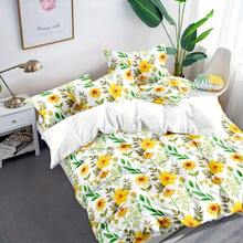 Floral Quilt Doona Duvet Cover Set Double King Size 3pcs Quilt Cover Set Soft Microfiber Breathable Bedding Set For All Season - 03 - View 6