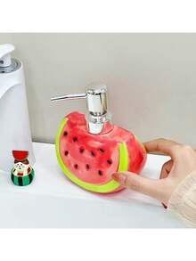 1 Set Watermelon Shaped Soap Dispenser And Lotion Bottle, Suitable For Home Bathroom Use, Featuring Pump Design To Hold Hand Wash, Comes With High-Quality Ceramic Refillable Bottles - Multicolor - View 3