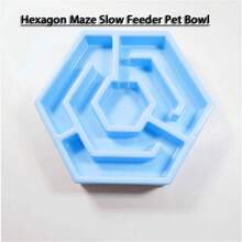 Hexagon Maze Slow Feeder Pet Bowl - Hexagon Maze Design, Non-Slip And Anti-Tip, Easy To Clean - For Small And Medium Dogs And Cats - Interactive Puzzle Feeding Toy.