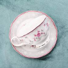 Vintage Porcelain Tea Set For Women Tea Party Cup And Saucer Set For 6 Wedding Floral Teapot Set For Adults Pink Rose - Hồng - Xem 3
