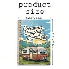 1pc Retro RV Camping Journal Spiral Notebook 5.5x8.3 Inches, Double-Sided Printed, Ideal For Travel Diaries, Camping Planning & Outdoor Adventures, Camping Accessories - Black - View 3