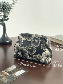 lulu kewen 1件装休闲时尚碎花图案女士手拿包、手提包、吻锁钱包、单肩包、斜挎包，配有可拆卸链条肩带，金色钱包，适合青少年、女士、女孩、学生、上班族 - 黑色 - 查看 9