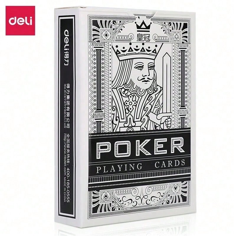 DELI 9637 Playing Cards: Hard Texture For Smooth Handling, Clear And Easily Recognizable Designs, Complete Suits, Economical And Durable, Ideal For Entertainment. Black. - Black - View 1