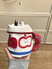 1个苹果造型立式铅笔盒，简约可爱，创意学生文具收纳袋，大容量储物袋 - 彩色 - 查看 10