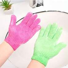 1只/3只/5只装去角质手套，适用于淋浴、SPA、按摩、身体磨砂 - 中等纹理淋浴手套，可去除死皮，男女通用，天然身体清洁巾，蓝色家居浴室装饰，秋季装饰，返校必备 - 1件(顏色隨機) - 查看 3