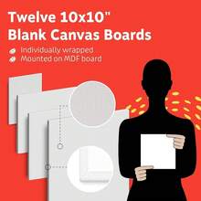 Canvases For Painting - Pack Of 12, 10 X 10 Inch Blank White Canvas Boards - 1OO% Cotton Art Panels For Oil, Acrylic & Watercolor Paint - 10x10吋-12片 - 查看 4