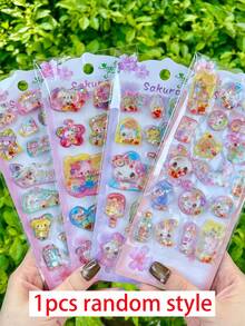 3D闪亮魔法卡通动物注水装饰贴纸，趣味注水贴纸，适用于水瓶、冰箱、手机壳、笔记本、剪贴簿、奖励手工礼品