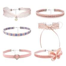 1/4/5/6pcs Handmade Lolita Accessories Women's Neckband Bowknot Blue Heart Pendant Choker Collarbone Chain Butterfly Necklace Suitable For Comic Exhibition Activities Necklace - Sợi len sóng xanh số 3 - Xem 10