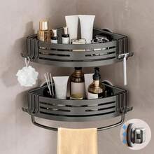 CYPNEstante de Ducha Esquinero Baño con Ventosas y Toallero Organizador de Regadera Porta Shampoo Antioxido Extraible sin Taladrar aluminio paquete de 2 gris pistolaFashion - gris pistola - Ver 2