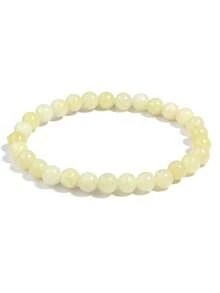 1 chiếc vòng tay hạt đá ngọc bích chanh tự nhiên, tượng trưng cho sự ổn định, lòng can đảm, sức sống, chữa lành luân xa, phong cách Bohemia, trang sức đá quý, quà tặng cho nam nữ, đeo hàng ngày. - Màu vàng - Xem 12