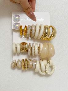 1-10对随机复古硬币几何亚克力夸张时尚耳环套装，盲盒组合，适合女性，母亲节、情人节、圣诞节、新年、日常佩戴 - 彩色 - 查看 3