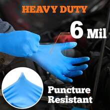 100pcs Heavy Duty Nitrile Disposable Gloves, Powder-Free Latex-Free Work Gloves For Mechanics, Automotive Repair, Food Prep, BBQ, Cleaning, Hair Dye, Beauty Salon, Tattoo, Household Tasks & Everyday Use, Blue/Black - Blue - View 3