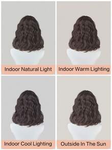 16 Inch Shoulder Length Wavy Curly Wig, Medium Length Wig, Layered Bangs Wig, Heat Resistant Synthetic Fiber Wig, Versatile Daily Wear - Multicolor - View 9